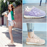 夏季韩版运动鞋女跑步鞋真皮厚底女鞋增高休闲鞋网面低帮跑鞋潮鞋