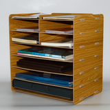 多层木质文件资料箱书本杂志架多功能办公桌面整理A4A5收纳盒包邮