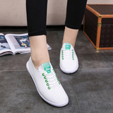 韩国夏季小白鞋系带休闲鞋透气镂空单鞋平底时尚板鞋平跟学生女鞋