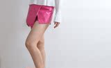 春季新款欧美朋克摇滚风不规则个性设计PU皮显瘦假两件休闲短裤裙