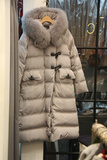 韩国代购女装2015冬季加厚超大狐狸毛领中长款直筒羽绒棉服棉衣潮