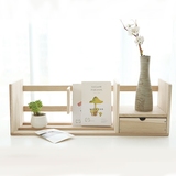 微纳生活 创意木质桌面小型书架带抽屉式实木置物架书柜飘窗书架