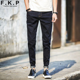 F．K．P春夏新款男士牛仔裤青年韩版修身小脚黑色显瘦长裤潮男装