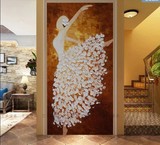 大型壁画壁纸墙纸走道玄关商务会所背景墙欧式油画人物芭蕾舞女孩