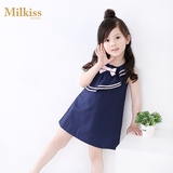 日本大牌Milkiss 夏季纯棉无袖连衣裙 女童中大童蝴蝶结背心裙