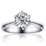 紫诺18K金白金1克拉莫桑钻石戒指超高仿真求婚戒子结婚钻戒女戒