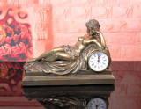 欧式古典复古家居装饰品美女时钟座钟树脂工艺品床头柜电视柜摆件