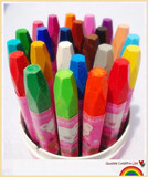 正品爱好文具68014-18色油画棒 塑料桶装六角形油画棒无毒涂色笔