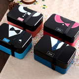 日式创意 可爱饭盒学生便当盒分层 微波炉午餐盒情侣装小饭盒
