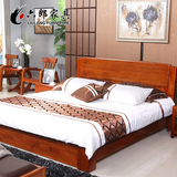 六郎新中式双人全实木床1.8米储物简易大床纯卧室家具婚床海棠木