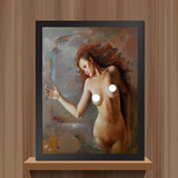 油画人体艺术美女酒吧宾馆ktv装饰画 裸女浴室卫生间挂画墙壁画
