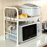 厨房台面简易微波炉架白色收纳置物架1层放电饭煲电烤箱架子金属