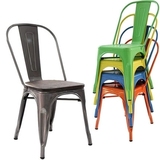 现代简约铁皮凳子工业铁艺椅子咖啡厅餐厅金属loft 复古靠背餐椅