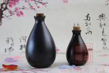 经典特色哑光黑色日式清酒壶 陶瓷寿司酒壶 白酒壶 带木塞小酒壶