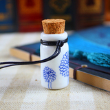 原创中国风 陶瓷小号许愿瓶漂流瓶精油瓶 木塞 幸运创意香水瓶
