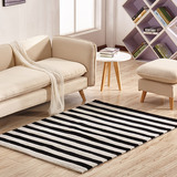 现代简约手工腈纶地毯客厅茶几地毯黑白条文线条 1.2*1.7米