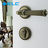 [德国KLC]室内房门锁欧式仿古青古铜分体锁具卧室实木门门锁把手