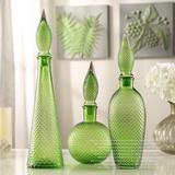 绿色灯塔花瓶摆件落地 创意欧式时尚客厅玻璃摆设工艺品家居装饰