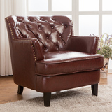 欧式美式布艺沙发皮艺个性老虎椅 会所单人沙发高背复古客厅沙发