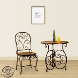 欧式铁艺现代实木休闲桌椅组合 室内藤椅套件客厅茶几宜家餐桌椅