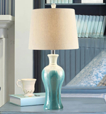 现代简约地中海欧式蓝色陶瓷台灯卧室床头灯奢华装饰创意客厅书房