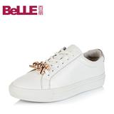 Belle/百丽2016春季专柜同款牛皮革小白鞋系带女单鞋Q2R1DAM6