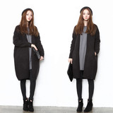 韩国代购新款2015秋冬女装宽松针织开衫中长款加厚羊毛毛衣外套女
