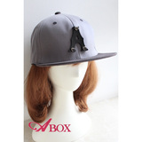 Abox 出口韩国韩版 男女款嘻哈铆钉字母A灰色拼色货车棒球帽子