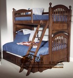 特价美式子母床高低儿童床 复古做旧实木上下床 上海实木家具定做