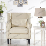 简约现代客厅沙发椅皮艺老虎椅 北欧风格单人沙发椅柳丁白色特价