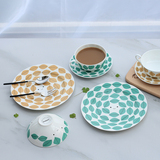 陶瓷盘子菜盘日式家用碗创意咖啡杯碟骨瓷平盘西餐盘北欧餐具套装
