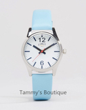 英国代购ASOS正品Limit英伦复古风真皮天蓝色精致时尚女手表包邮