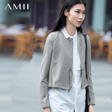 Amii[极简主义]秋新品圆领扣绳大码长袖短款外套女