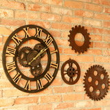 工业风创意齿轮钟表个性酒吧墙面装饰品客厅创意壁饰复古挂钟