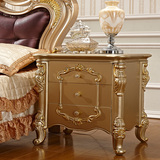 欧式现代简约床边柜法式床头柜描金银实木雕花香槟金收纳柜特价
