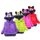 冬季女童外套卡通米老鼠长袖棉衣连帽加绒儿童外套B506