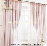 LACESHABBY韩国进口代购美式田园蕾丝百褶遮光窗帘遮光帘双层窗纱