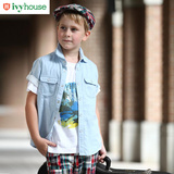 ivyhouse常春藤童装男童圆领T恤 儿童校园款针织短袖衫