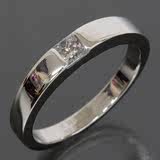 宝石矿工 18k白金钻石戒指 25分si h男戒 结婚男士对戒 方钻钻戒