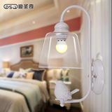 床头现代简约 过道灯 客厅卧室壁灯玻璃壁灯 创意小鸟壁灯
