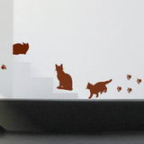 卡通猫咪小脚印宠物店铺橱窗移门装饰墙贴画玻璃贴纸橱柜门贴特价