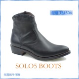 TB1504厂家直销SOLO5真皮手工尖头西部牛仔靴马靴马丁靴男式短靴