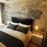 3d个性立体素描床头壁纸卧室背景墙纸壁画壁纸大型壁画影视墙墙纸