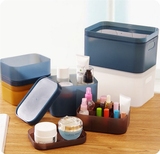 桌面化妆品收纳盒彩色/自由组合塑料带盖浴室护肤品整理盒