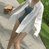 夏装韩国翻领棉麻小开衫外套纯色薄款透气白色防晒衣女简约衬衫