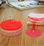 韩国进口洗碗棉 吸盘圆形刷碗 洗碗块 厨房清洁 双面海绵2枚入