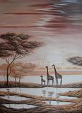 客厅现代抽象风景手绘油画高档装饰画挂画壁画无框组合画非洲风情