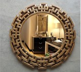 中式装饰圆镜卫浴镜田园风格化妆镜欧式浴室镜玄关装饰镜子