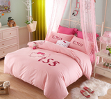 hello kitty四件套纯棉粉色被套全棉卡通kt猫床单式可爱床上用品