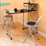 免组装长方形折叠餐桌椅欧式小户型情侣餐桌椅组合可折叠1桌2椅